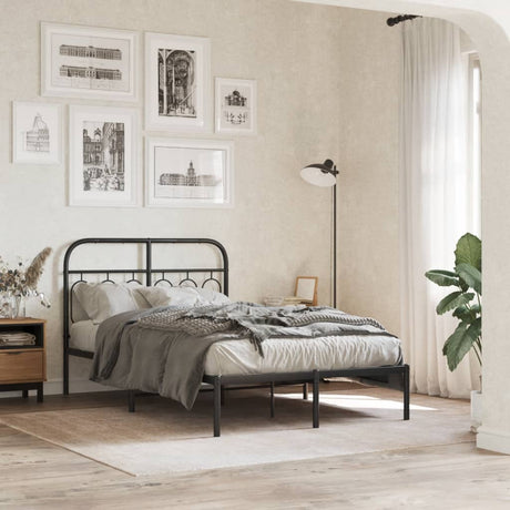 Vidaxl bedframe met hoofdbord metaal zwart 120x190 cm