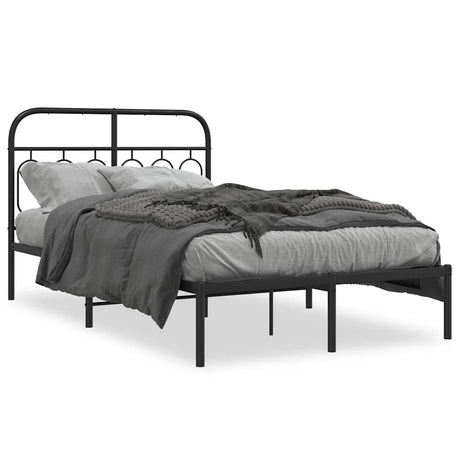 Vidaxl bedframe met hoofdbord metaal zwart 120x200 cm