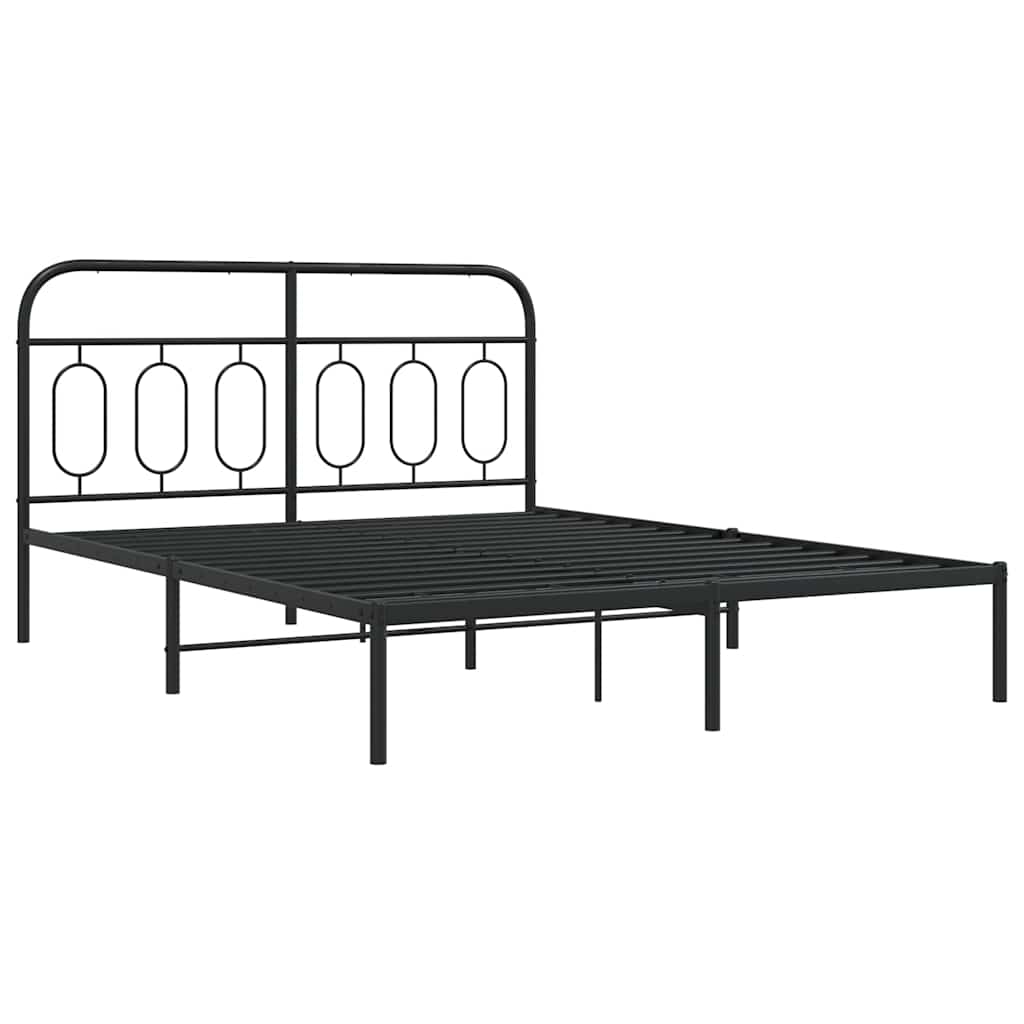 Vidaxl bedframe met hoofdbord metaal zwart 135x190 cm
