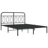 Vidaxl bedframe met hoofdbord metaal zwart 135x190 cm