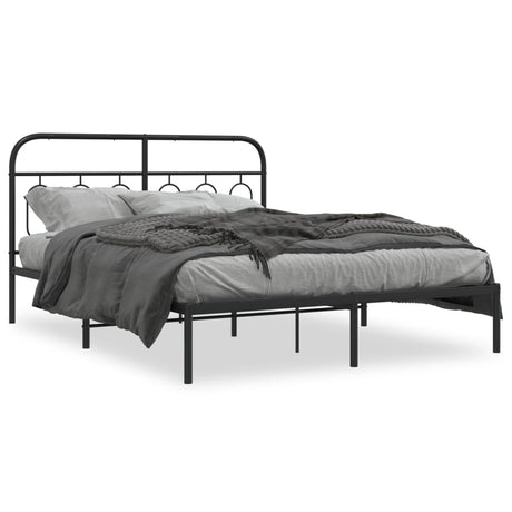 Vidaxl bedframe met hoofdbord metaal zwart 140x200 cm