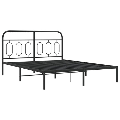 Vidaxl bedframe met hoofdbord metaal zwart 140x200 cm