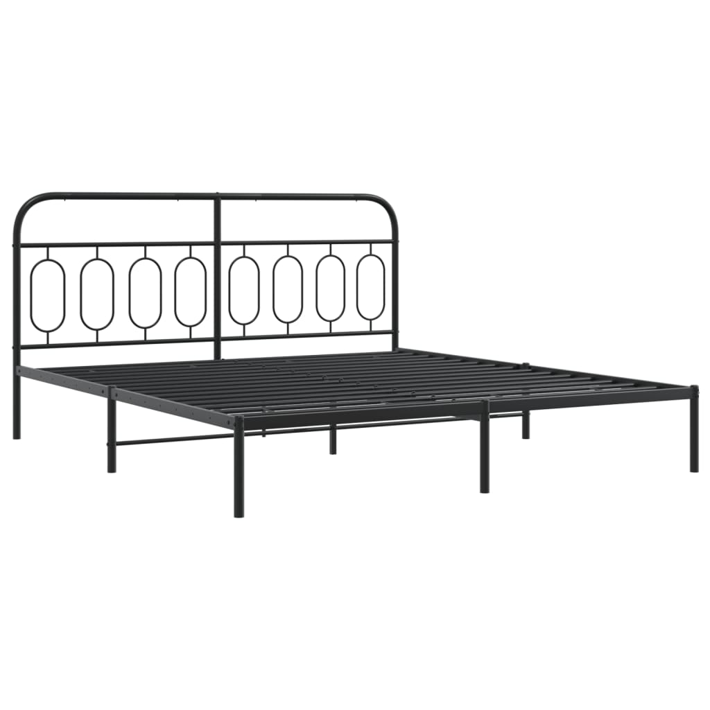 Vidaxl bedframe met hoofdbord metaal zwart 183x213 cm