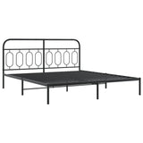 Vidaxl bedframe met hoofdbord metaal zwart 183x213 cm