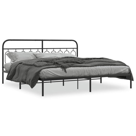 Vidaxl bedframe met hoofdbord metaal zwart 200x200 cm