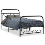 Vidaxl bedframe met hoofd- en voeteneinde metaal zwart 107x203 cm