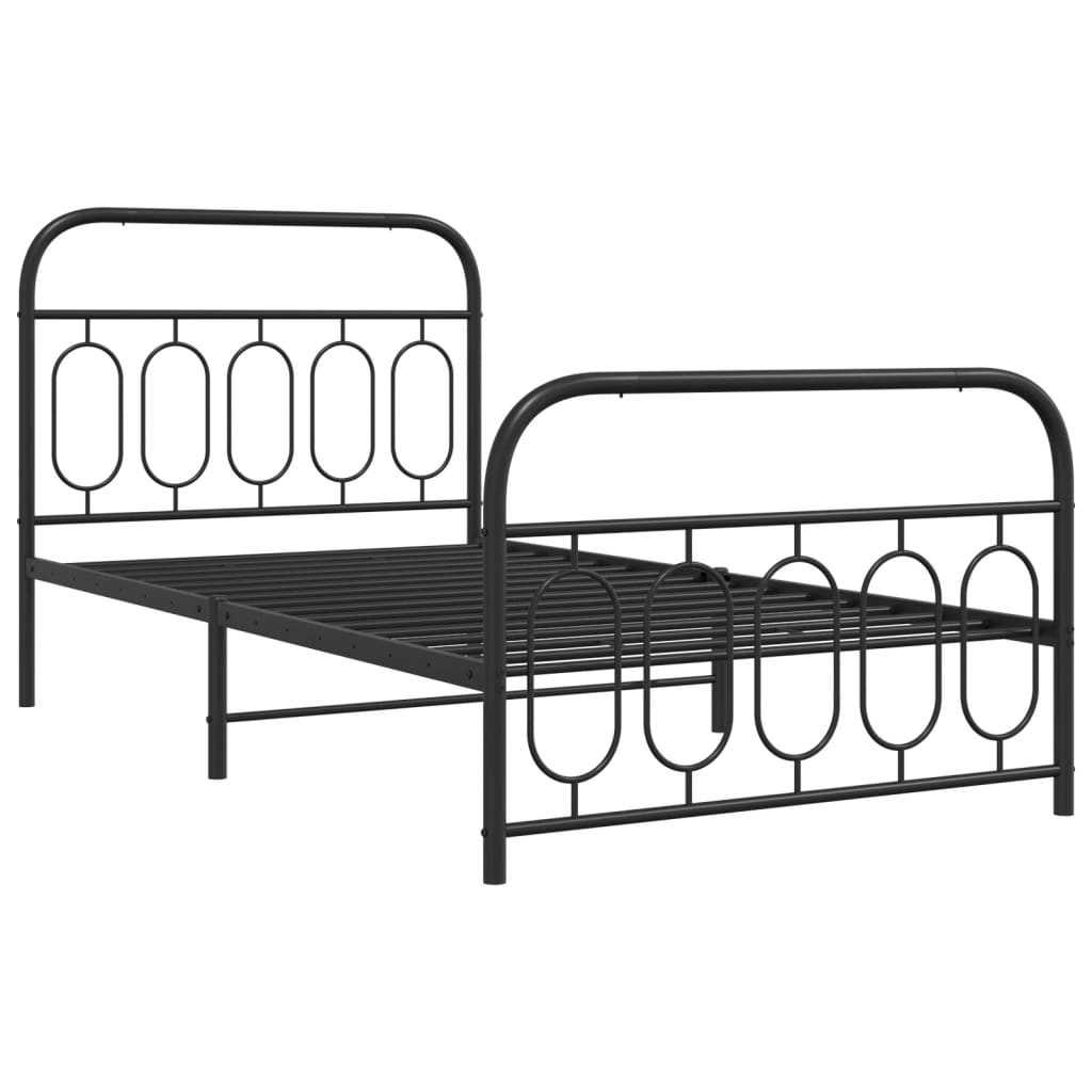 Vidaxl bedframe met hoofd- en voeteneinde metaal zwart 107x203 cm