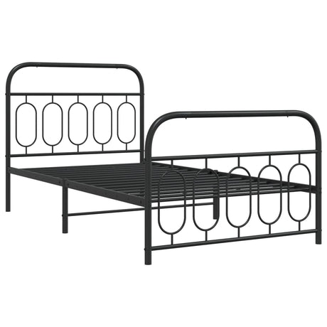 Vidaxl bedframe met hoofd- en voeteneinde metaal zwart 107x203 cm