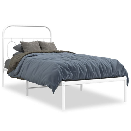 Vidaxl bedframe met hoofdbord metaal wit 80x200 cm