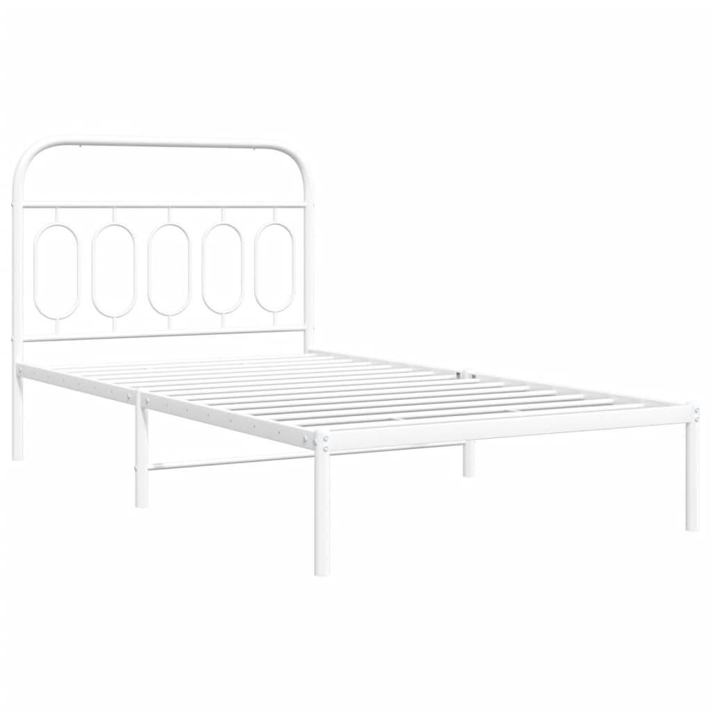 Vidaxl bedframe met hoofdbord metaal wit 100x190 cm
