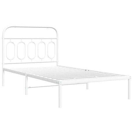 Vidaxl bedframe met hoofdbord metaal wit 100x200 cm
