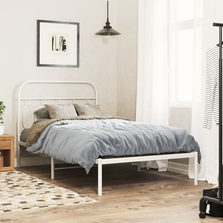 Vidaxl bedframe met hoofdbord metaal wit 100x200 cm
