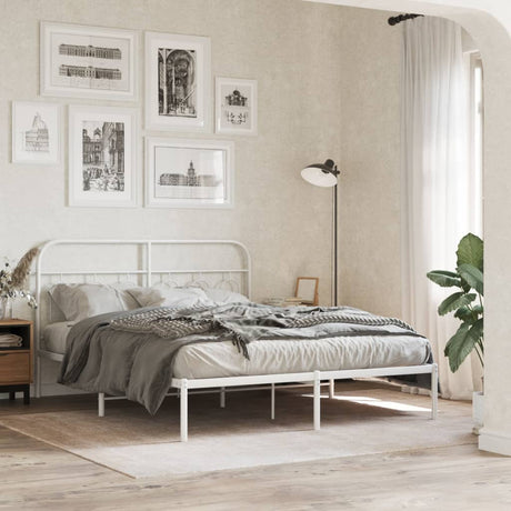 Vidaxl bedframe met hoofdbord metaal wit 140x190 cm