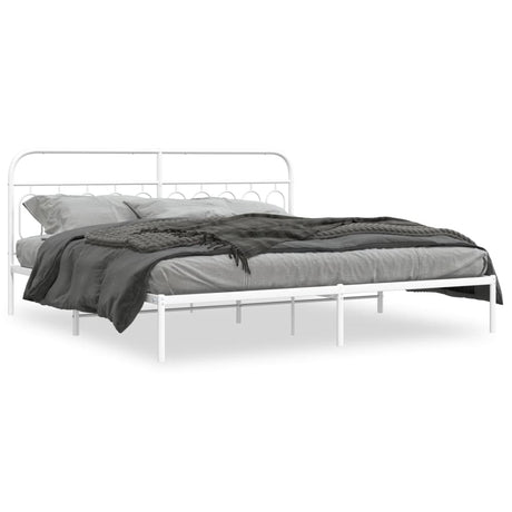 Vidaxl bedframe met hoofdbord metaal wit 200x200 cm