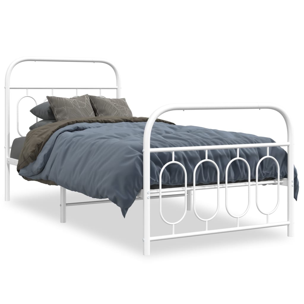 Vidaxl bedframe met hoofd- en voeteneinde metaal wit 80x200 cm