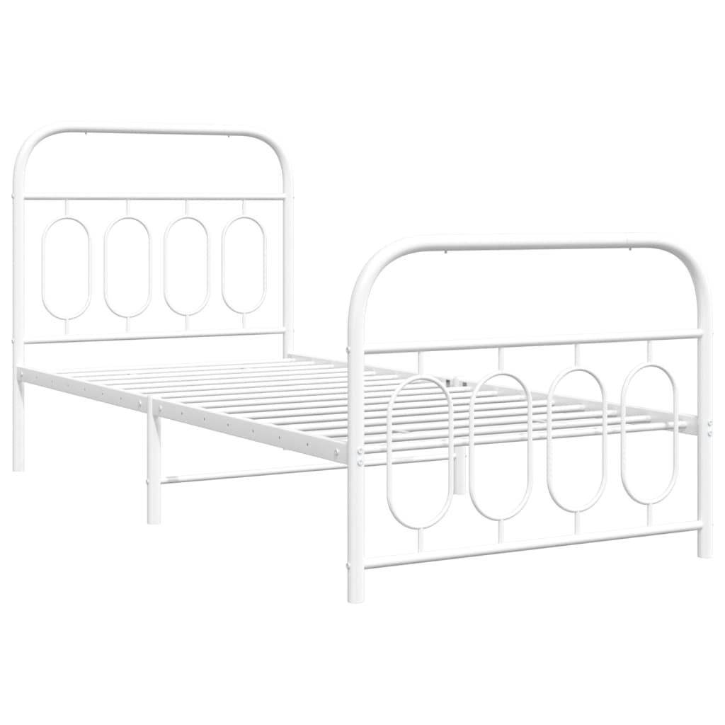 Vidaxl bedframe met hoofd- en voeteneinde metaal wit 80x200 cm