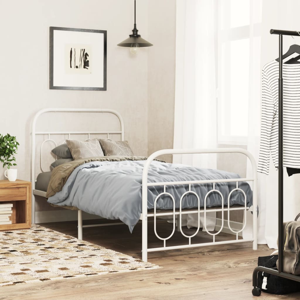 Vidaxl bedframe met hoofd- en voeteneinde metaal wit 80x200 cm