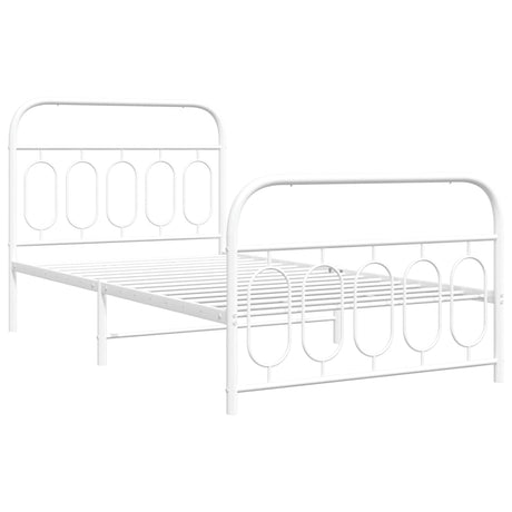 Vidaxl bedframe met hoofd- en voeteneinde metaal wit 107x203 cm