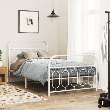 Vidaxl bedframe met hoofd- en voeteneinde metaal wit 107x203 cm