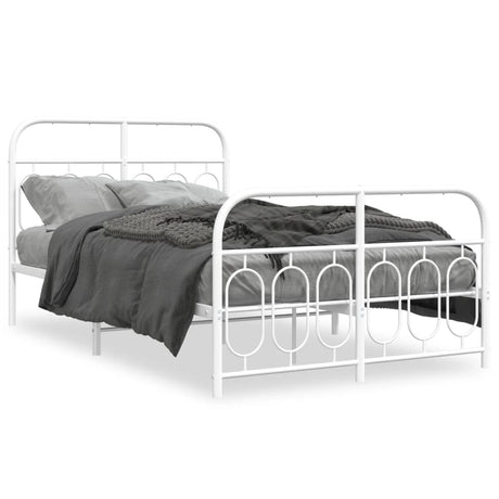 Vidaxl bedframe met hoofd- en voeteneinde metaal wit 120 x 190 cm