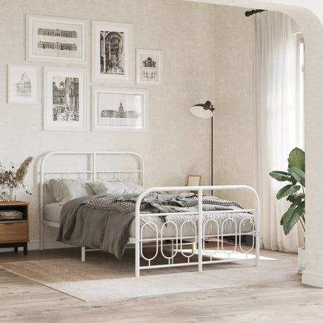Vidaxl bedframe met hoofd- en voeteneinde metaal wit 120 x 190 cm