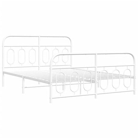 Vidaxl bedframe met hoofd- en voeteneinde metaal wit 135x190 cm