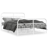 Vidaxl bedframe met hoofd- en voeteneinde metaal wit 140x200 cm