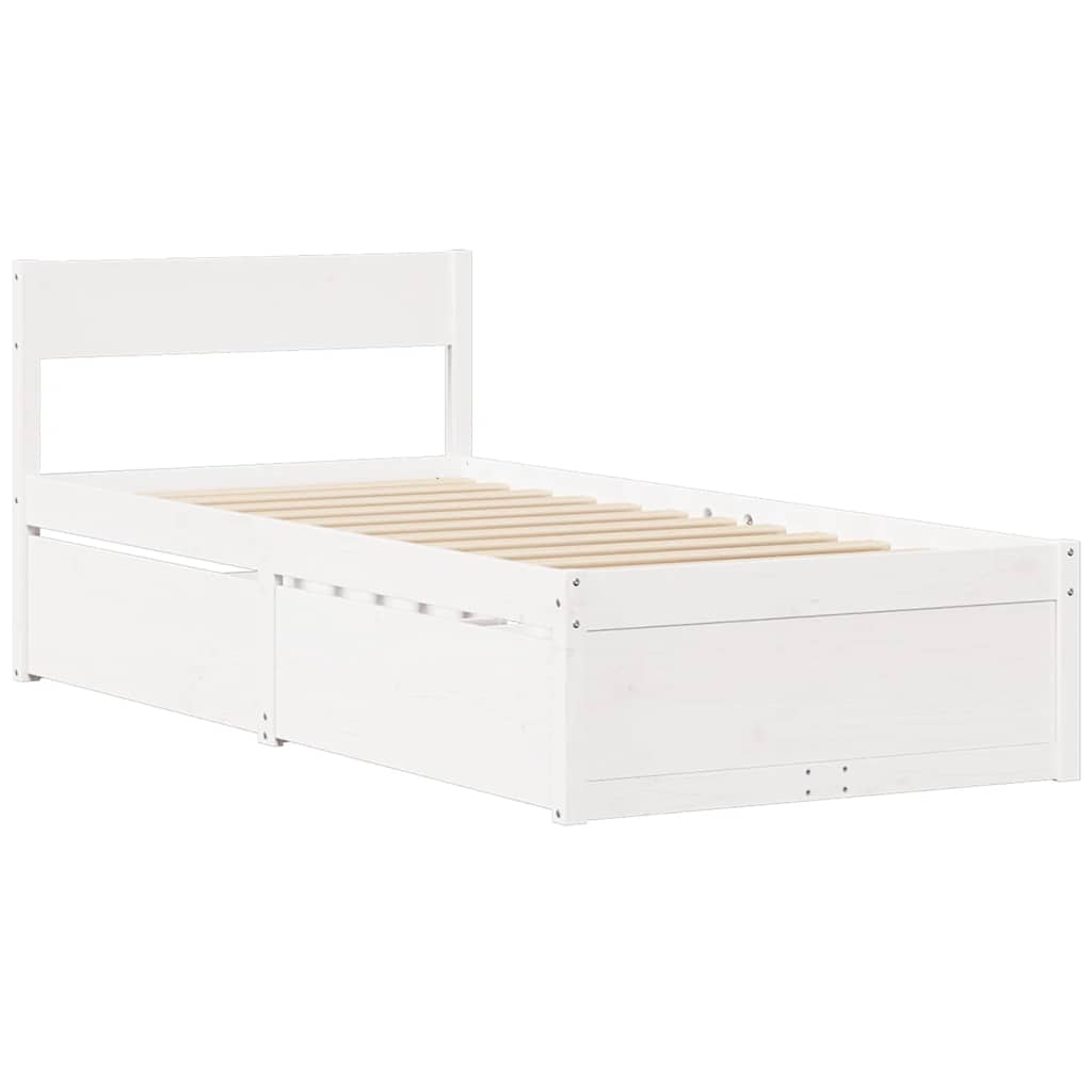 Vidaxl bedframe zonder matras massief grenenhout wit 75x190 cm