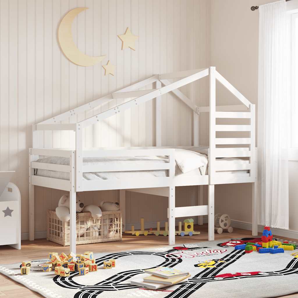 Vidaxl kinderbedhuisje 198x97x113 cm massief grenenhout wit