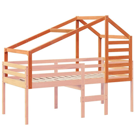 Vidaxl kinderbedhuisje 188x97x113 cm massief grenenhout wasbruin