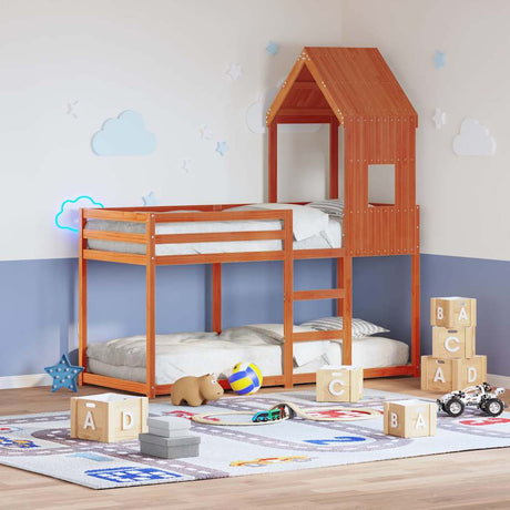 Vidaxl kinderbedhuisje 60x99x139,5 cm massief grenenhout wasbruin