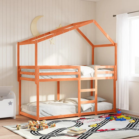 Vidaxl kinderbedhuisje 203x80,5x142 cm massief grenenhout wasbruin