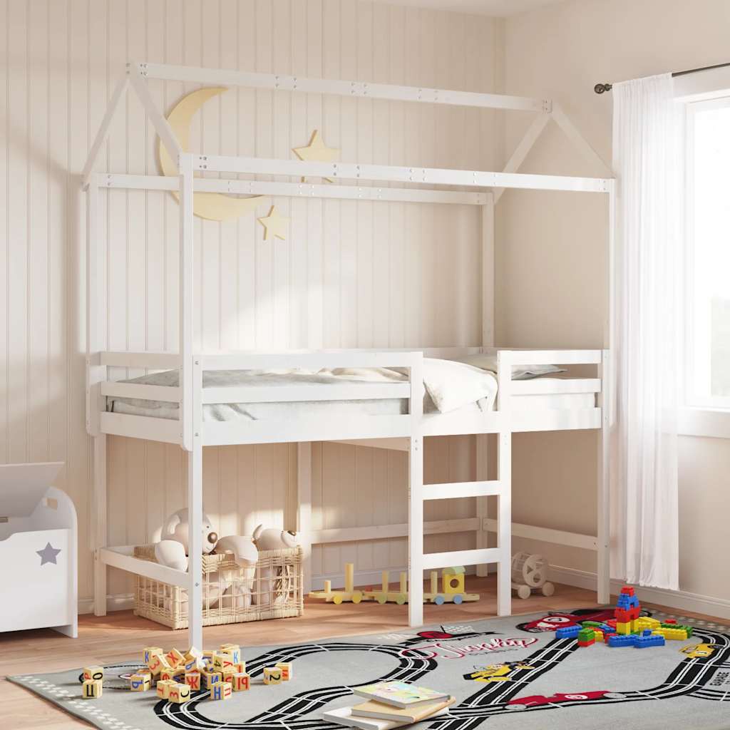 Vidaxl kinderbedhuisje 207x95,5x159 cm massief grenenhout wit
