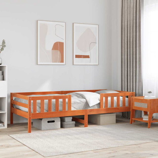 Vidaxl bedframe zonder matras massief grenenhout wasbruin 90x200 cm