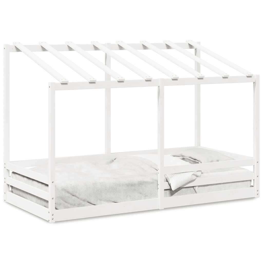 Vidaxl kinderbed met bedhuis 100x200 cm massief grenenhout wit