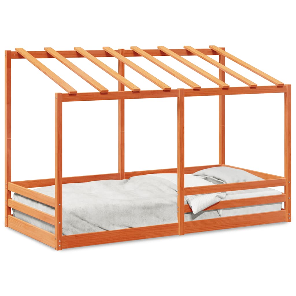 Vidaxl kinderbed met bedhuis 90x200 cm massief grenenhout wasbruin