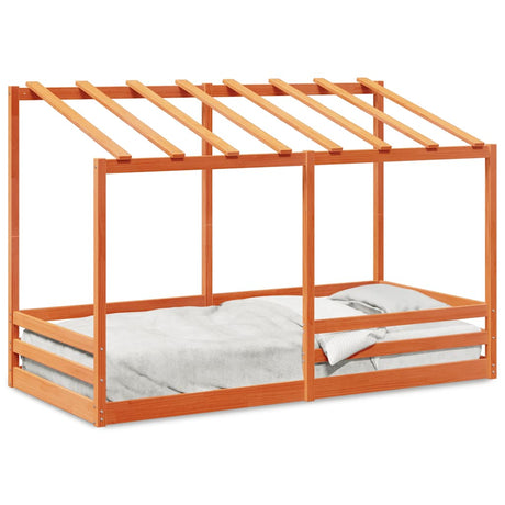 Vidaxl kinderbed met bedhuis 90x200 cm massief grenenhout wasbruin