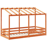 Vidaxl kinderbed met bedhuis 90x200 cm massief grenenhout wasbruin