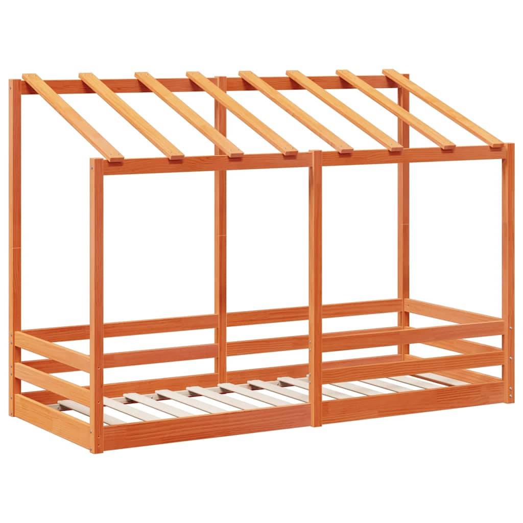 Vidaxl kinderbed met bedhuis 90x190 cm massief grenenhout wasbruin