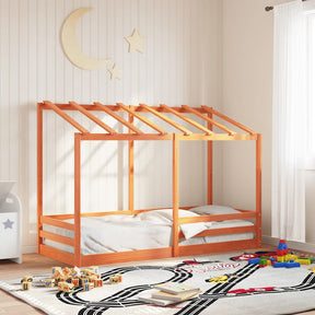 Vidaxl kinderbed met bedhuis 90x190 cm massief grenenhout wasbruin