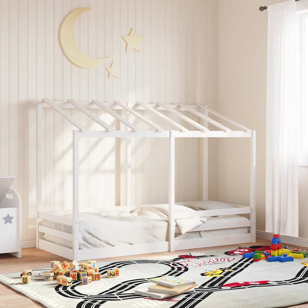Vidaxl kinderbed met bedhuis 75x190 cm massief grenenhout wit