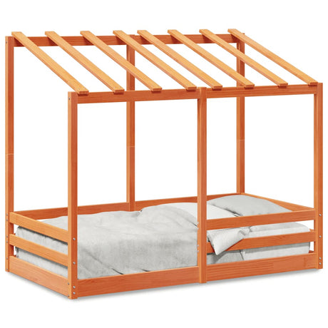 Vidaxl kinderbed met bedhuis 80x160 cm massief grenenhout wasbruin