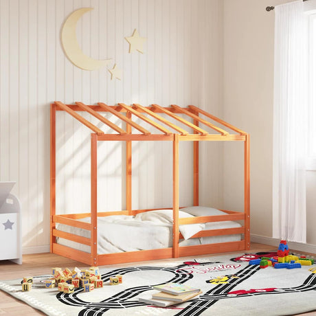 Vidaxl kinderbed met bedhuis 80x160 cm massief grenenhout wasbruin