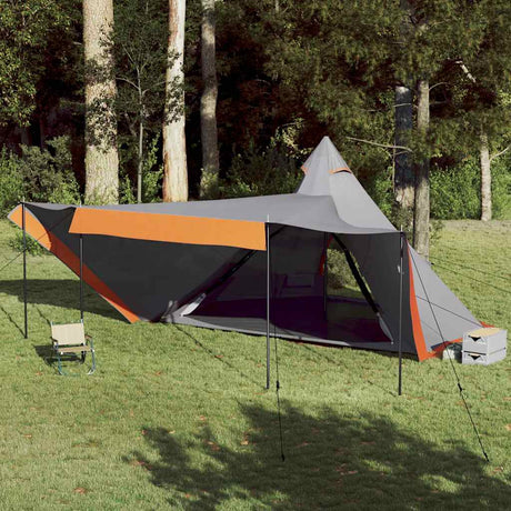 Vidaxl Tipi-Zelt 8-Personen wasserdicht grau und orange