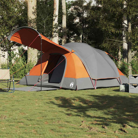 VidaXL Tunnelzelt 8-Personen wasserdicht Grau und Orange