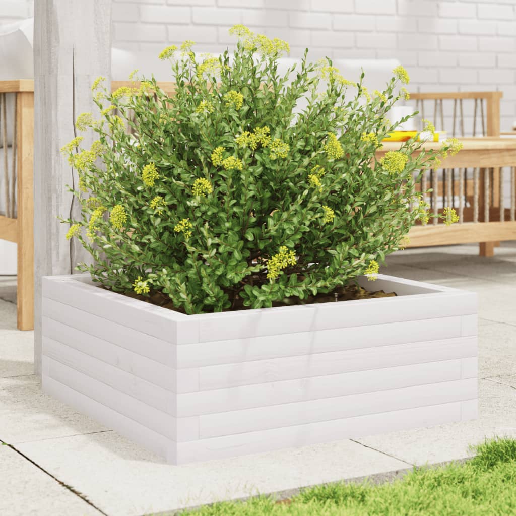 Vidaxx Pflanzgefäß 60x60x23 cm massives Kiefernholz weiß