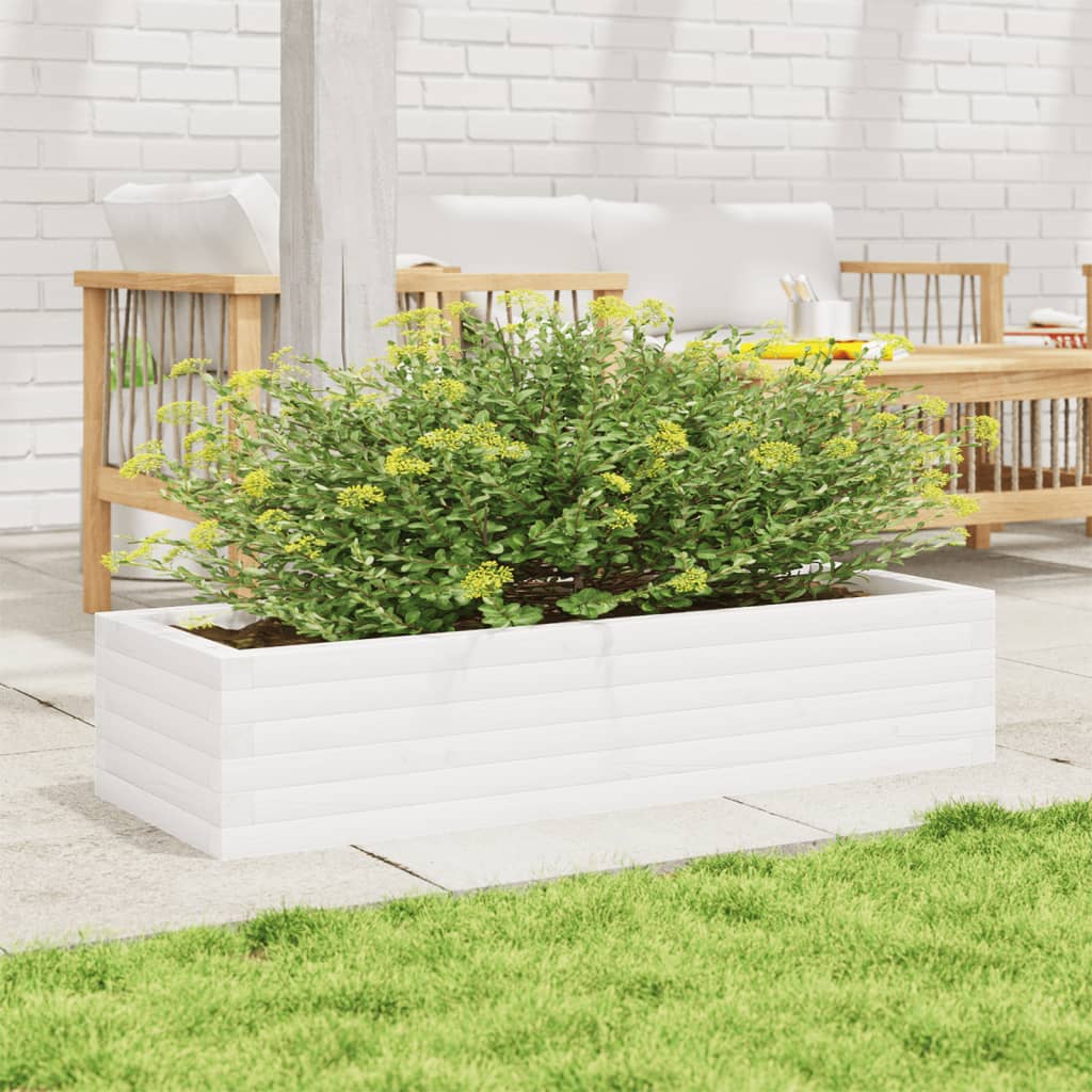 Vidaxx Pflanzgefäß 110x40x23 cm massives Kiefernholz weiß
