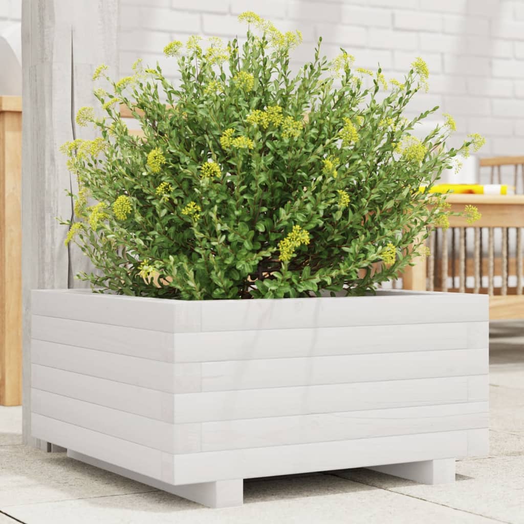 Vidaxx Pflanzgefäß 50x50x26,5 cm massives Kiefernholz weiß
