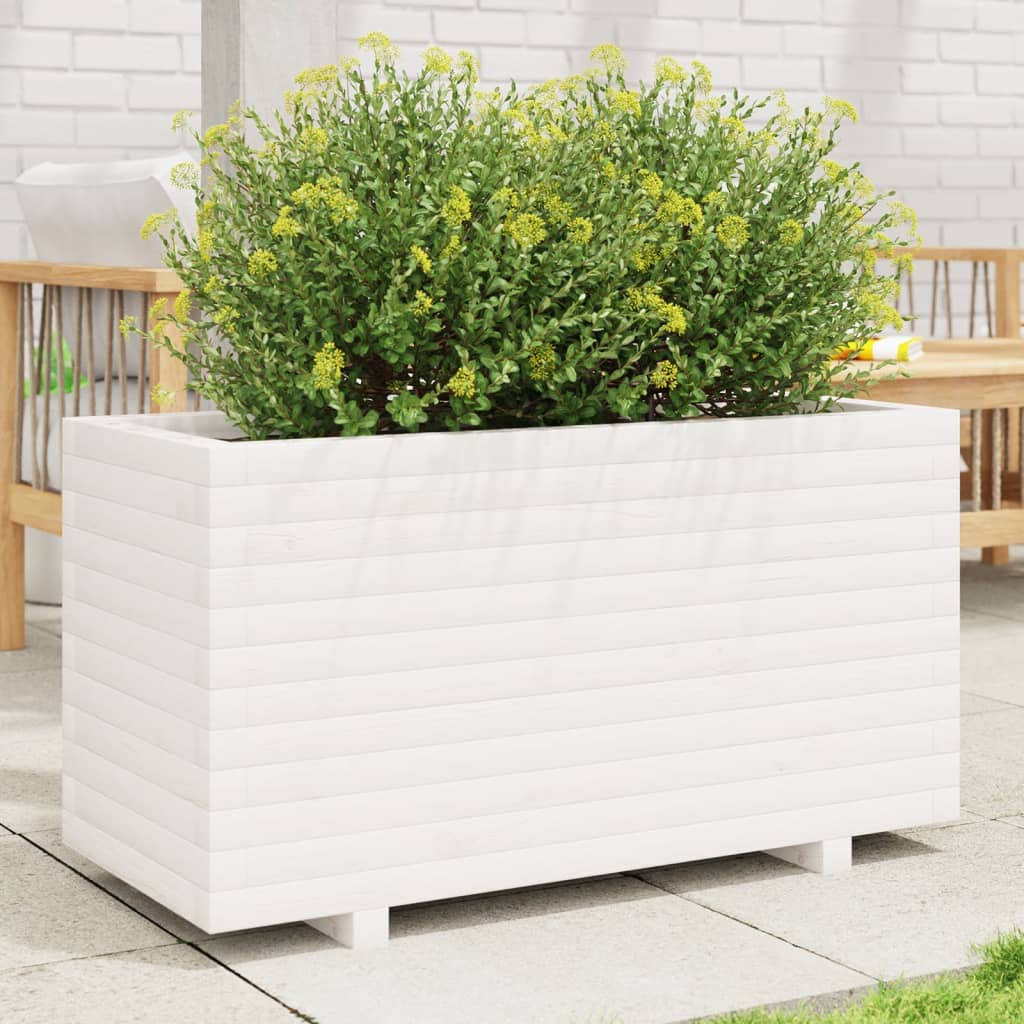 Vidaxx Pflanzgefäß 90x40x49,5 cm massives Kiefernholz weiß