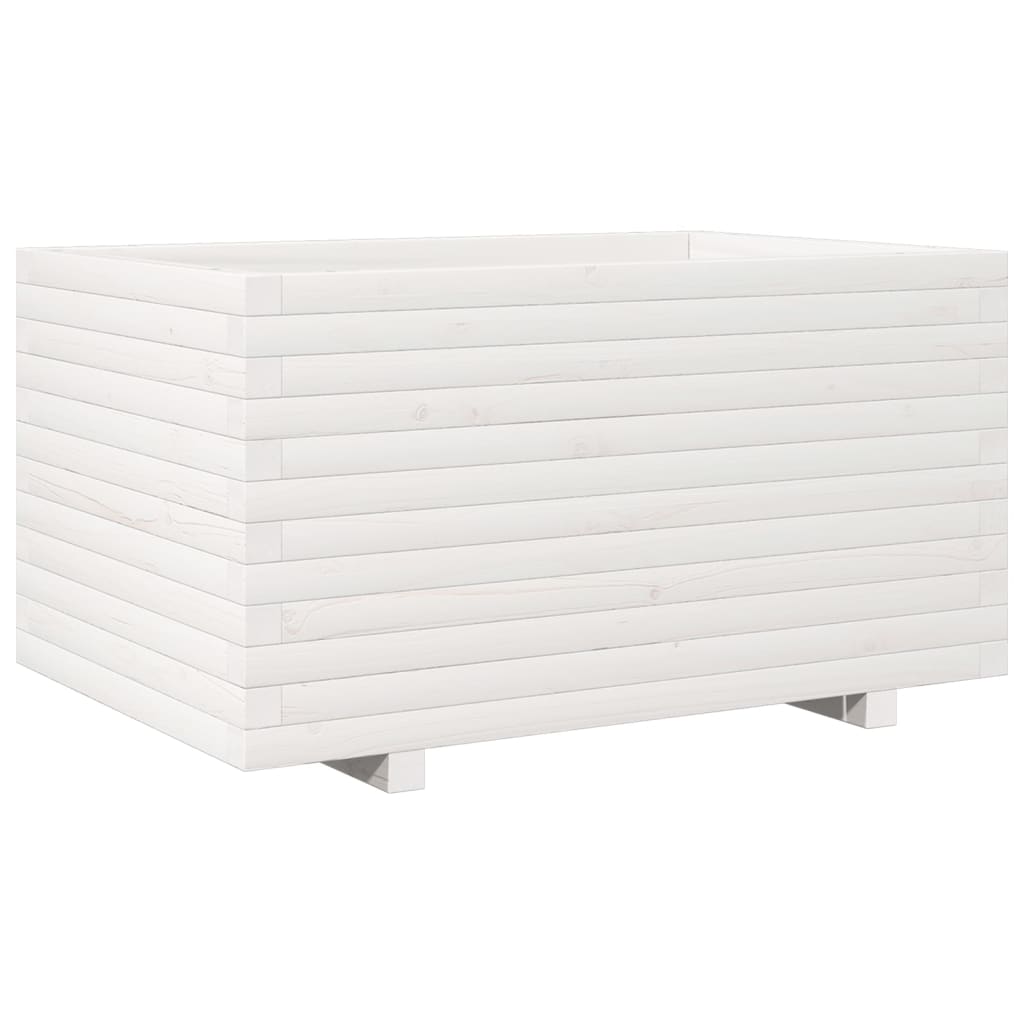 VidaXL Pflanzgefäß 90x60x49,5 cm massives Kiefernholz weiß